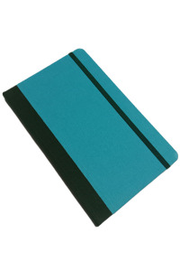 13x21 Çift Parçalı Keten Bez Kapak Çizgili Defter (Yeşil-Turkuaz)