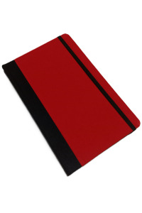 13x21 Çift Parçalı Keten Bez Kapak Çizgili Defter (Siyah-Kırmzı)