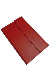 13x21 Termo Deri Kapak Mıklepli Model Çizgili Defter (Kırmızı)